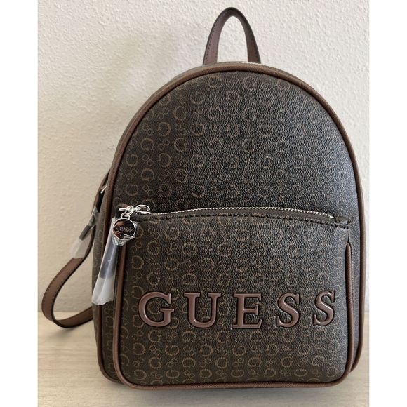 GUESS SV792630 Rodney Backpack Adjustable Purse Natural Brown Logo Signature - Picture 1 of 14